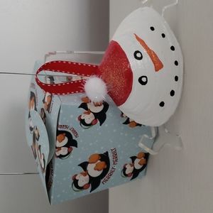 Handmade Jersey Shore Seashell Snowman Ornament with gift box.